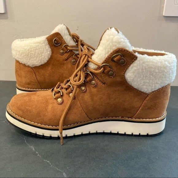 Sonoma sz 7 chestnut faux suede faux fur cuff booties - Picture 4 of 16